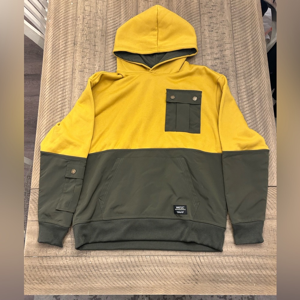 Wesc Two-Tone Yellow and Olive Hoodie